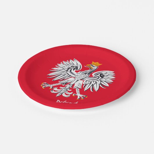 Polnische Flagge & Adler, polnische Party-Patriote Pappteller (Schrägansicht)