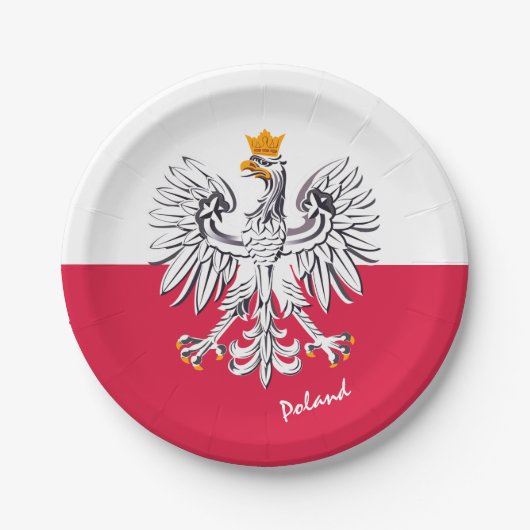 Polnische Flagge & Adler, polnische Party-Patriote Pappteller (Vorderseite)