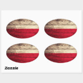 Polnische Flagge aus alten Holz Ovaler Aufkleber (Blatt)