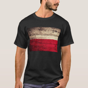 polnische Flagge aus alten Holz; T-Shirt