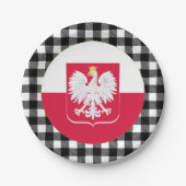 Polnische Flagge, Büffel kariert und polnische Fla Pappteller (Vorderseite)