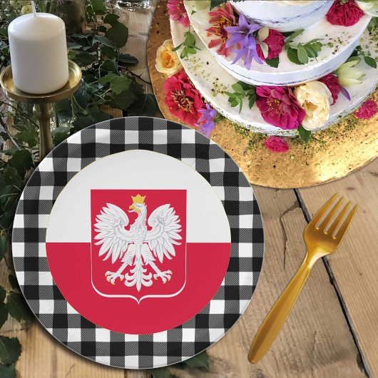 Polnische Flagge, Büffel kariert und polnische Fla Pappteller
