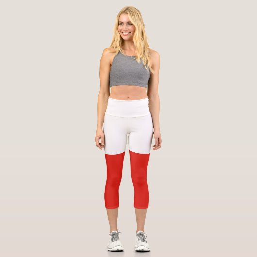 Polnische Flagge Capri Leggings (Vorderseite)