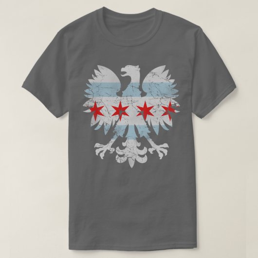 Polnische Flagge Eagle Chicago T-Shirt (Design vorne)