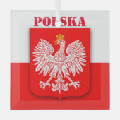 Polnische Flagge Emblem Polski Polska Ornament Aus Glas (Vorderseite)