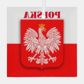 Polnische Flagge Emblem Polski Polska Ornament Aus Glas (Rückseite)