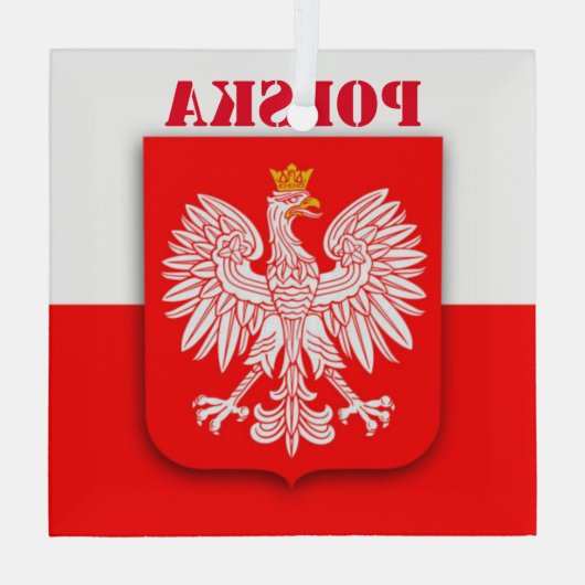 Polnische Flagge Emblem Polski Polska Ornament Aus Glas (Rückseite)