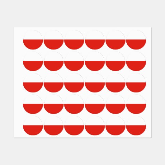 Polnische Flagge Etiketten (Blatt)