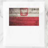 Polnische Flagge für alten Holzkorn Rechteckiger Aufkleber (Tasche)