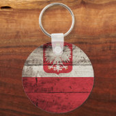 Polnische Flagge für alten Holzkorn Schlüsselanhänger (Vorderseite)