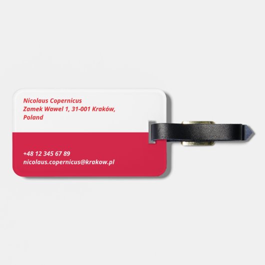 Polnische Flagge Gepäckanhänger (Rückseite horizontal)