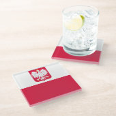 Polnische Flagge Glasuntersetzer (Schrägansicht)