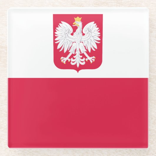 Polnische Flagge Glasuntersetzer (Vorderseite)