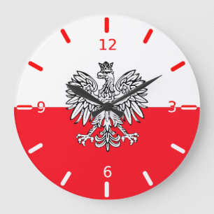 polnische Flagge Große Wanduhr