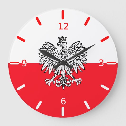 polnische Flagge Große Wanduhr (Vorderseite)