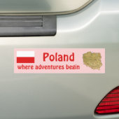 Polnische Flagge + Karte Autoaufkleber (Auf Auto)