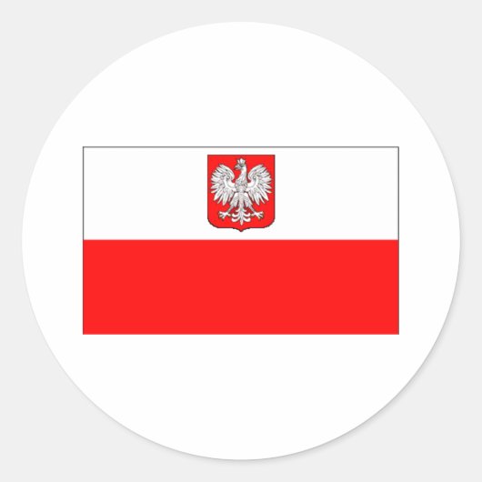 Polnische Flagge mit Adler Runder Aufkleber (Vorderseite)