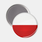 Polnische Flagge mit glänzender Runde Magnet (Vorderseite/Rückseite)