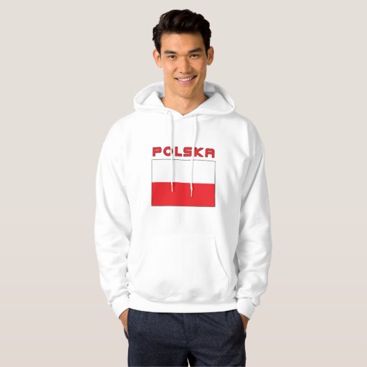 Polnische Flagge mit Polska Hoodie (Vorne ganz)