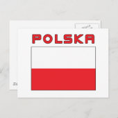 Polnische Flagge mit Polska Postkarte (Vorne/Hinten)