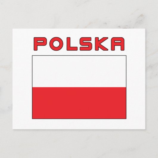 Polnische Flagge mit Polska Postkarte (Vorderseite)