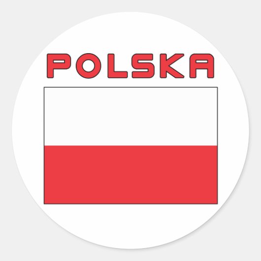 Polnische Flagge mit Polska Runder Aufkleber (Vorderseite)