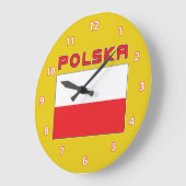 Polnische Flagge mit Polska-Wall-Uhr Große Wanduhr (Winkel)