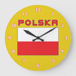 Polnische Flagge mit Polska-Wall-Uhr Große Wanduhr
