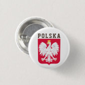 Polnische Flagge (mit Wappen) Button (Vorne & Hinten)
