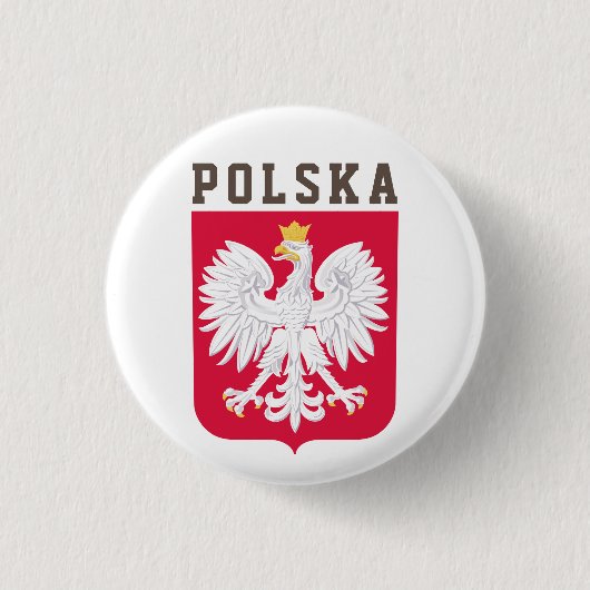 Polnische Flagge (mit Wappen) Button (Vorderseite)