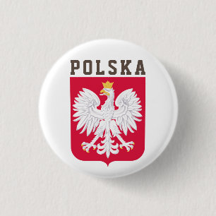 Polnische Flagge (mit Wappen) Button