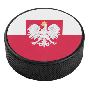 Polnische Flagge (mit Wappen) Eishockey Puck