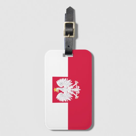 Polnische Flagge (mit Wappen) Gepäckanhänger (Vorderseite Vertikal)