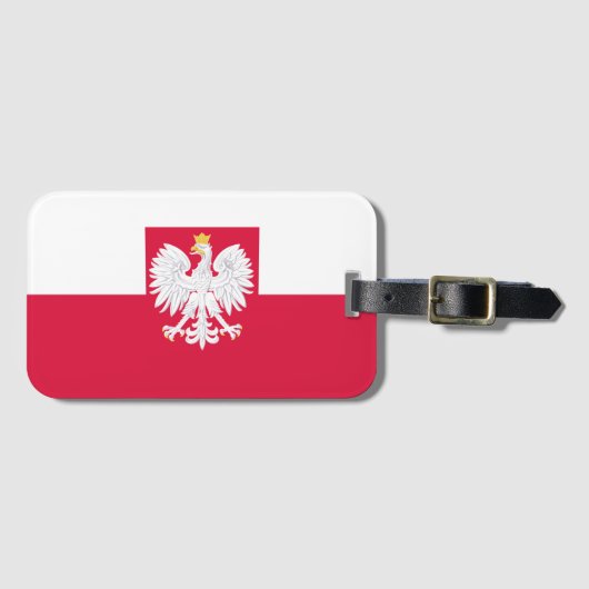 Polnische Flagge (mit Wappen) Gepäckanhänger (Vorderseite (Horizontal))