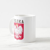 Polnische Flagge (mit Wappen) Kaffeetasse (Vorderseite Links)