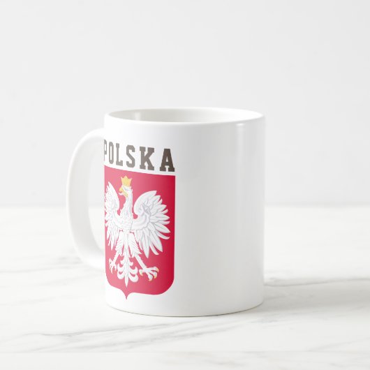 Polnische Flagge (mit Wappen) Kaffeetasse (Vorderseite Links)