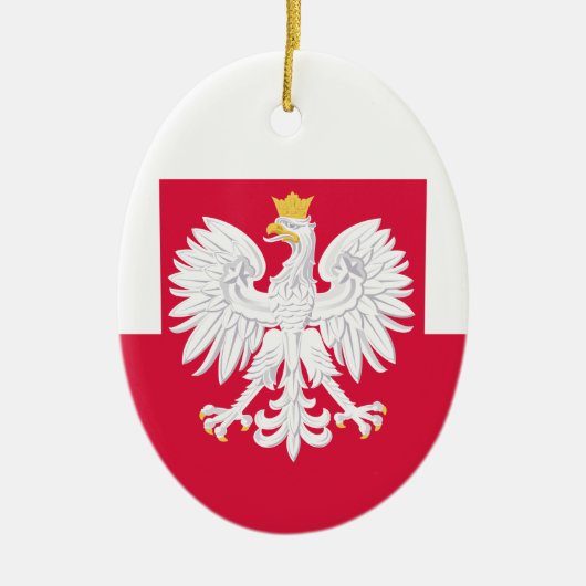 Polnische Flagge (mit Wappen) Keramik Ornament (Vorne)