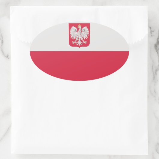 Polnische Flagge Ovaler Aufkleber (Tasche)