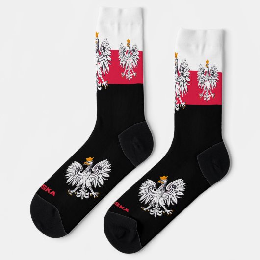 Polnische Flagge Patriotische Socken, Nachhaltiges Socken (Linkes Detail)