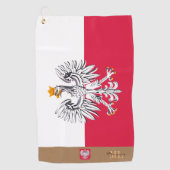 Polnische Flagge & Polen, mit Monogramm Golf Polsk Golfhandtuch (Vorderseite)