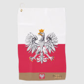 Polnische Flagge & Polen, mit Monogramm Golfhandtu Golfhandtuch (Vorderseite)