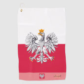 Polnische Flagge & Polen, mit Monogramm / Lady Gol Golfhandtuch (Vorderseite)