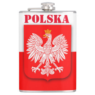 Polnische Flagge Polska Patriotic Football Soccer Flachmann