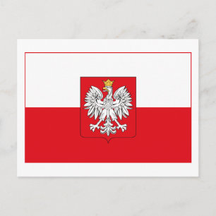 Polnische Flagge w COA (light) Postkarte