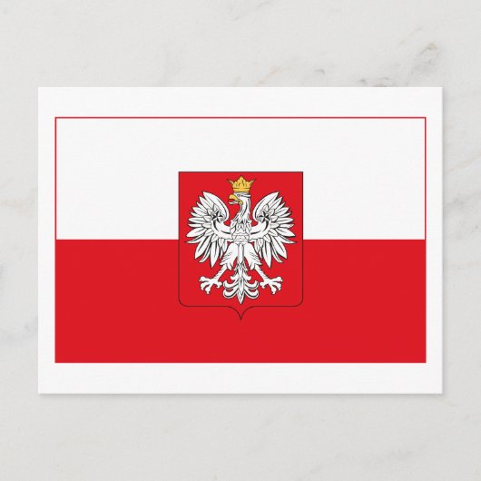 Polnische Flagge w COA (light) Postkarte (Vorderseite)
