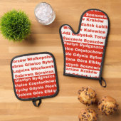 Polnische Flaggenfarben mit Städten Ofenhandschuh & Topflappen-Set (Oben Unten)