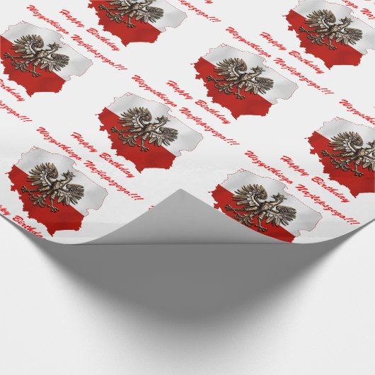 Polnische Flaggenfarben u. -karte mit Geschenkpapier (Ecke)