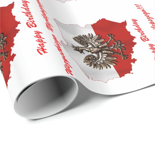 Polnische Flaggenfarben u. -karte mit Geschenkpapier (Rolleneckpunkt)