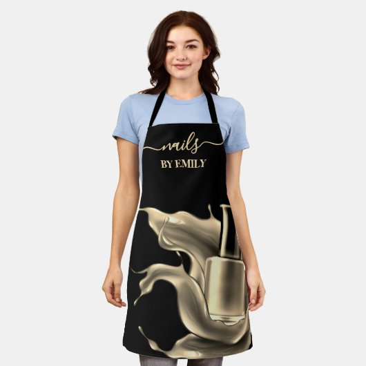 Polnische Flasche Spritzen Custom Nail Salon Schürze (Getragen)