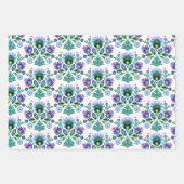 Polnische Folk Art Light Blue Blume Geschenkpapier Set (Vorderseite 2)